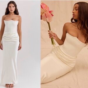 HOUSE OF CB 'Persephone' Ivory Strapless Corset Dress NWOT